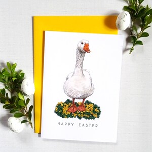 Elegante gans paaskaart, briefpapier boerderijdieren thema, gepersonaliseerde kaart voor haar, decor vakantieboerderij, perfect voor lentegroeten