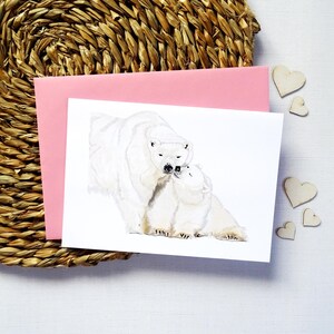 Kaart ijsbeerpaar, mooie dierenillustratie voor romantisch feest, op de natuur geïnspireerde wenskaart, oprecht cadeau voor geliefde