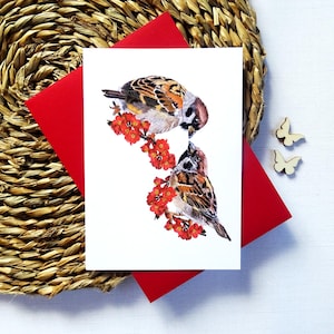 Baum-Spatz-Liebesvogel-Karte, ideal für romantische Anlässe, personalisierte herzliche Mitteilung, perfektes Paar, perfektes Geschenk für Freundin