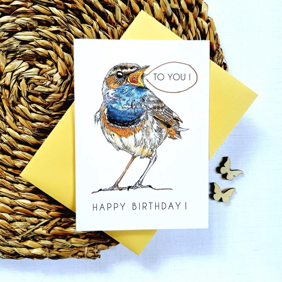 Bday Card With Singing Bird, Happy Birthday to You Wishes, Bluethroat ...