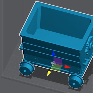 1:12 Minenwagen Digitale STL Datei Bergmannswagen Miniatur Schiene Grubenwagen und Eisenbahngleis