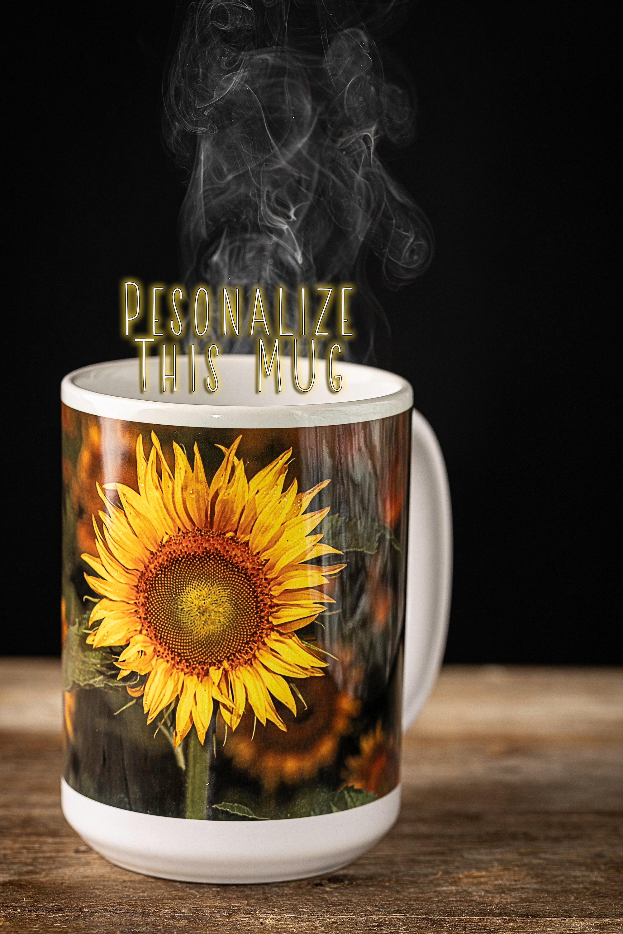 15 ounce personalized ceramic sunflower cup sunflower lovers Etsy