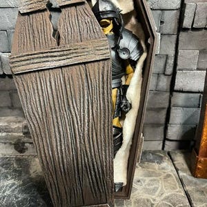 STL DIGITAL file coffin with wood grain and lid