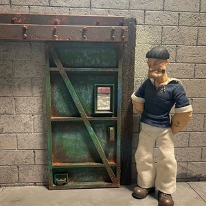 1:12 scale Digital STL file.   Sliding two piece door.  Steel door sliding on rails diorama dollhouse miniature sliding industrial door