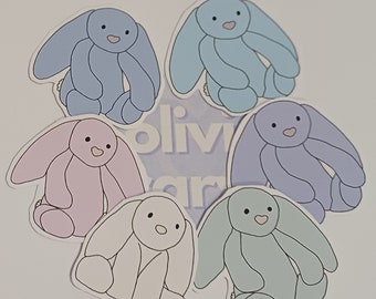 Cute Rabbit Stickers for laptops scrapbooking gifts cards green amusable soft cuddly toy gift for her him boyfriend girlfriend bunny