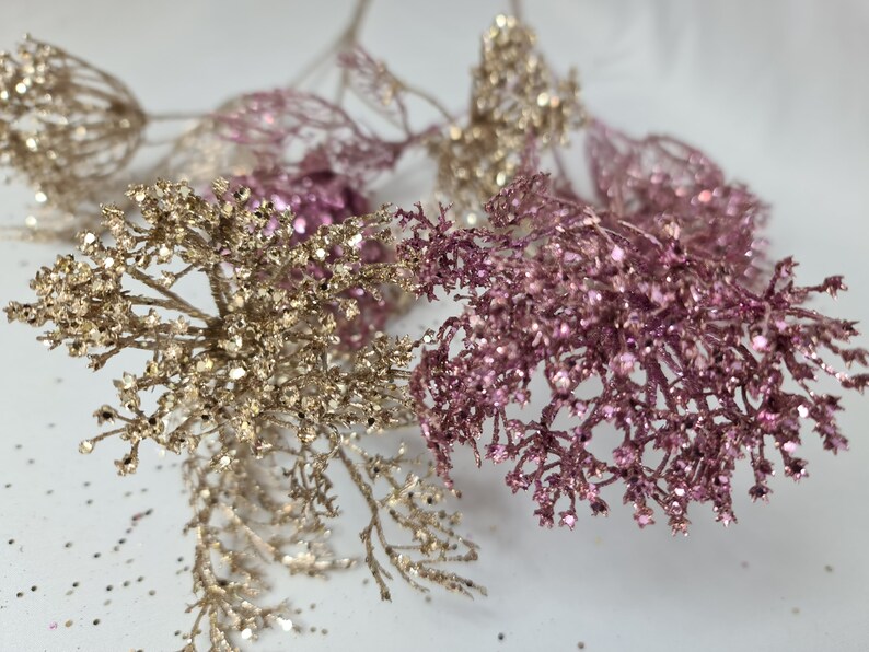 Glittered Dill Sprays. Artificial Glitter Flowers. Craft Etsy UK