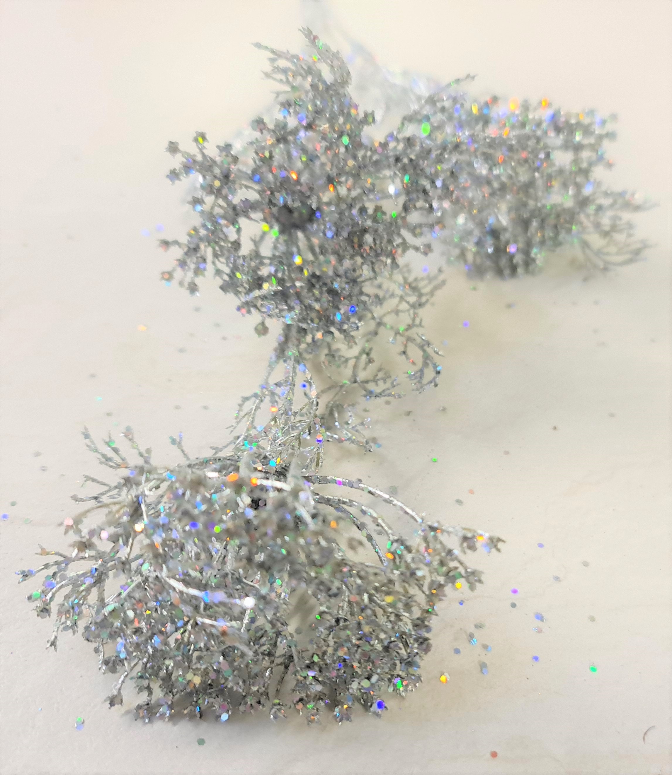 Glittered Dill Sprays. Artificial Glitter Flowers. Craft Etsy UK