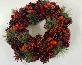 Christmas Ivy And Pinecone Luxury Wreath 