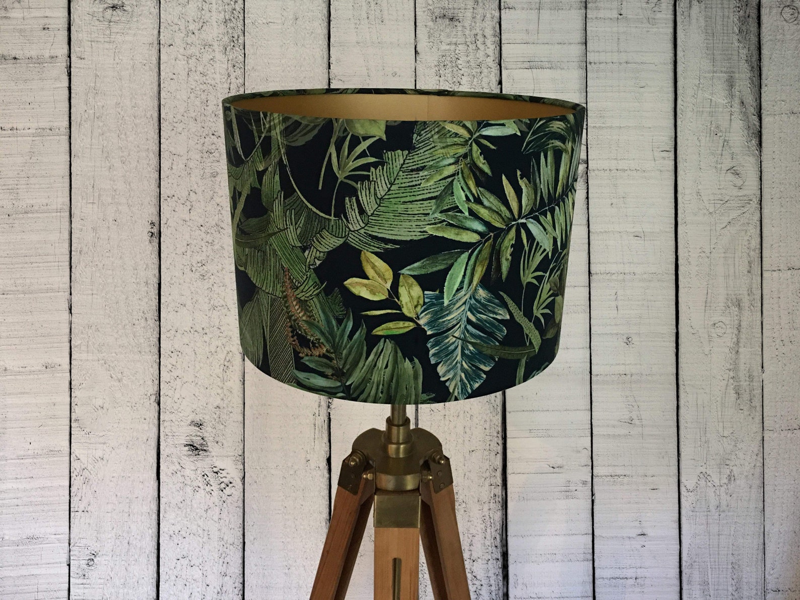 Jungle leaf drum lampshade 30cm gold lining other sizes and Etsy