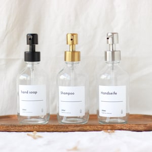 customizable soap dispenser made of 100% recyclable amber glass