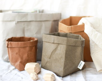 storage bag made of washable paper in different sizes and colors