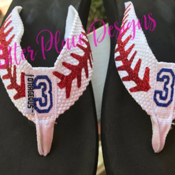 White Baseball Flip Flops *Sizes 6-11 available*