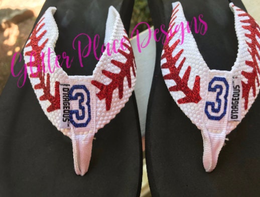 Baseball flip flops personalized store