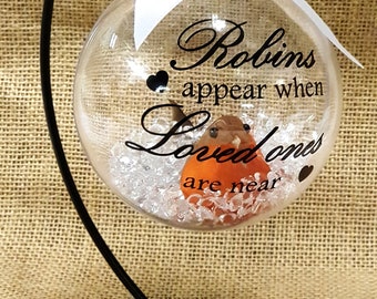 Robins Appear When Loved Ones Are Near Bauble Christmas Tree Memorial Decoration
