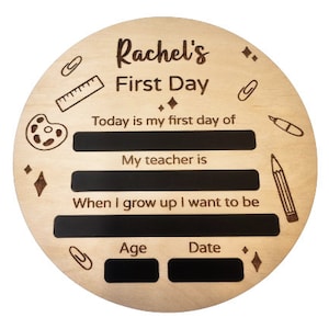 Personalised Starting School Sign, First Day of School Photo Prop Board, Back To School Sign, Chalkboard Nursery Preschool Keepsake