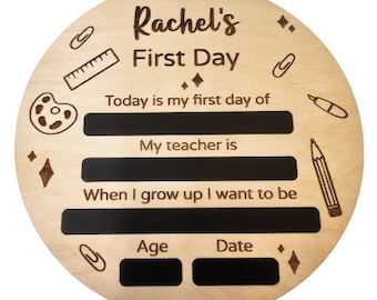 Personalised Starting School Sign, First Day of School Photo Prop Board, Back To School Sign, Chalkboard Nursery Preschool Keepsake
