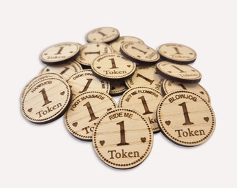 Personalised Cheeky Love Tokens, Valentines day Naughty gift, Boyfriend, Girlfriend, Husband, Wife, Partner, wooden voucher, date night