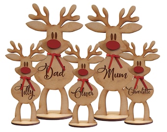 Personalised Freestanding Reindeer, Family Christmas Decoration, Place Names Setting Decoration