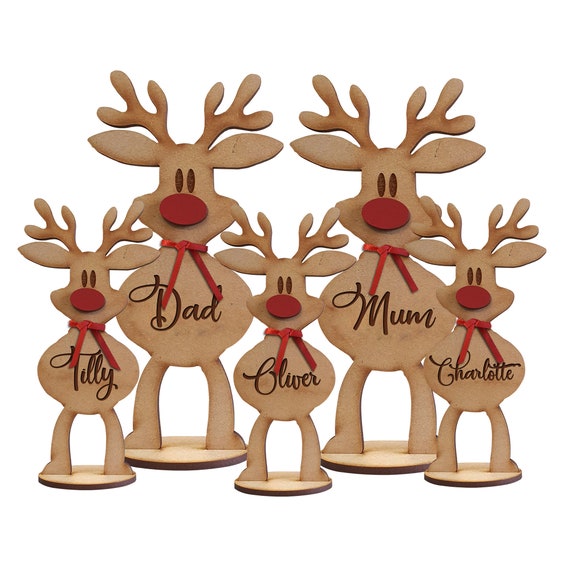 Personalised Freestanding Reindeer Family Christmas Decoration ...