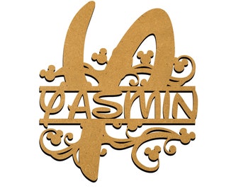 Split Wall Monogram Disney Initial Any Letter Personalised Name Sign Wooden Laser Cut Sign for Wall decor, Wedding signs, Bedroom Door