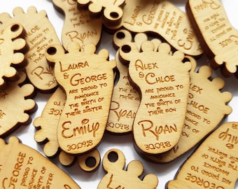 Personalised Baby Shower Tags, Baby Shower Party Favour feet Label Gift tags