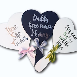 Personalised wedding sign Paddle daddy here comes mummy, here comes the bride, flower girl, ring bearer wedding photo prop, bridesmaid