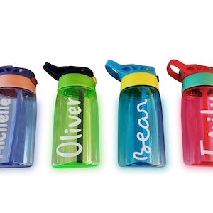 Gourdes pour enfants/bouteilles avec couvercle rabattable et paille/bouteilles d'eau pour enfants/gobelets personnalisés pour enfants/bouteilles d'eau pour enfants/rentrée des classes