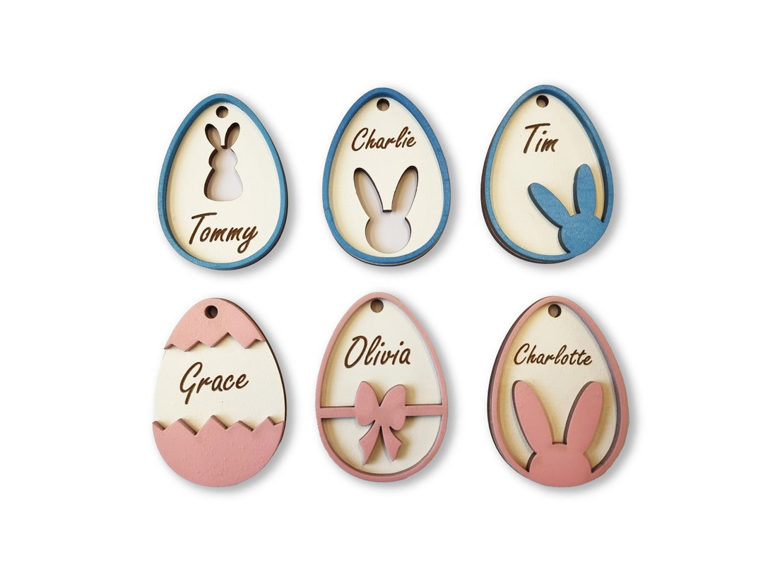 Personalised Easter Wooden Bunny Gift Decoration Tag, Personalised