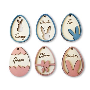 Personalised Easter Wooden Bunny Gift Decoration Tag, Personalised Easter Decor Children’s Easter gift, Baby Easter gift, Easter Basket Tags