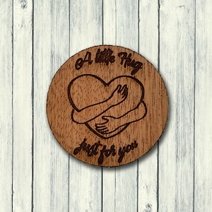 Petit câlin de poche Jeton de cœur en bois personnalisé, Note de miss, cadeau d’isolement pour quelqu’un que vous aimez, restez à la maison Restez en sécurité.