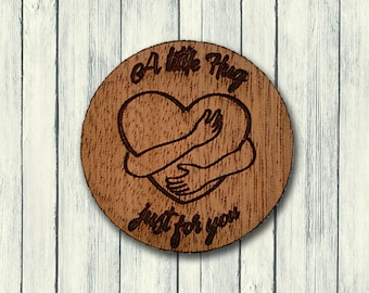 Little Pocket Hug Personalised Wood Heart Token, Miss You Note, Isolation Gift for Someone You Love, Stay Home Stay Safe.