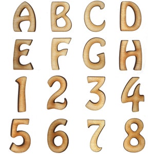 Letras de cómic de madera, grandes, pequeñas, de 2 a 40 cm, 4 mm de grosor, para manualidades, letreros de pared extra grandes, para el hogar, cualquier letra, número o símbolo.