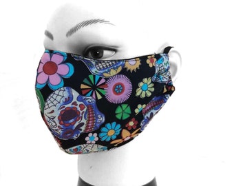 Sugar Skulls Face mask with filter Pocket, Face mask washable, Unisex reusable face mask, face covering