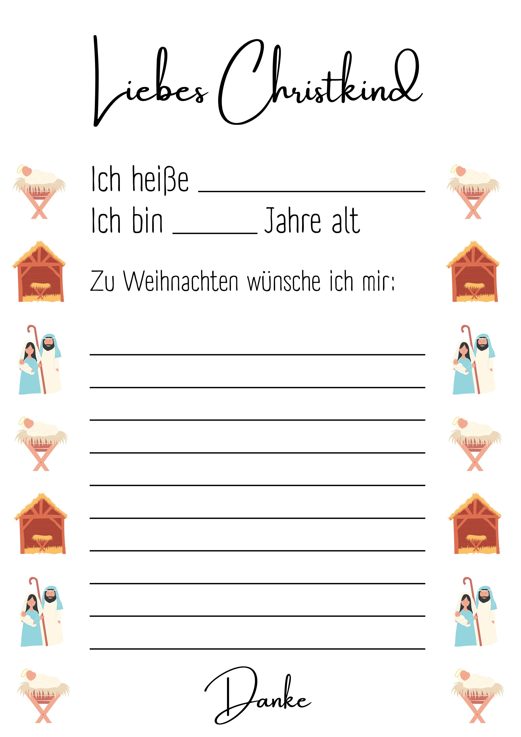Wunschzettel an das Christkind / Sofort Download / Brief an Etsy Österreich