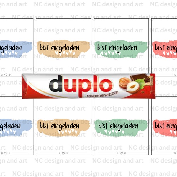 Duplo Banderole/Du bist...eingeladen/Schokolade verschenken / Duplo Verpackung/Geschenk/Einladung/Feier/Digitaler Download/PDF