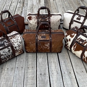 Alpine leather, Hair On- PINZGAUER, travel bag, weekender, unique, one-of-a-kind, cowhide bag