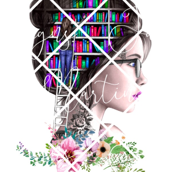 Books on the Mind Tattooed Girl SVG