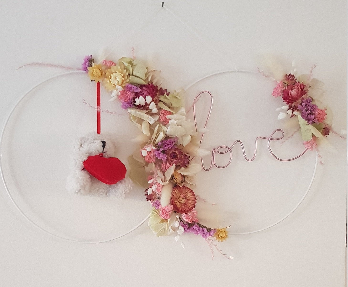 Couronne Murale en Fleurs Séchées Saint Valentin