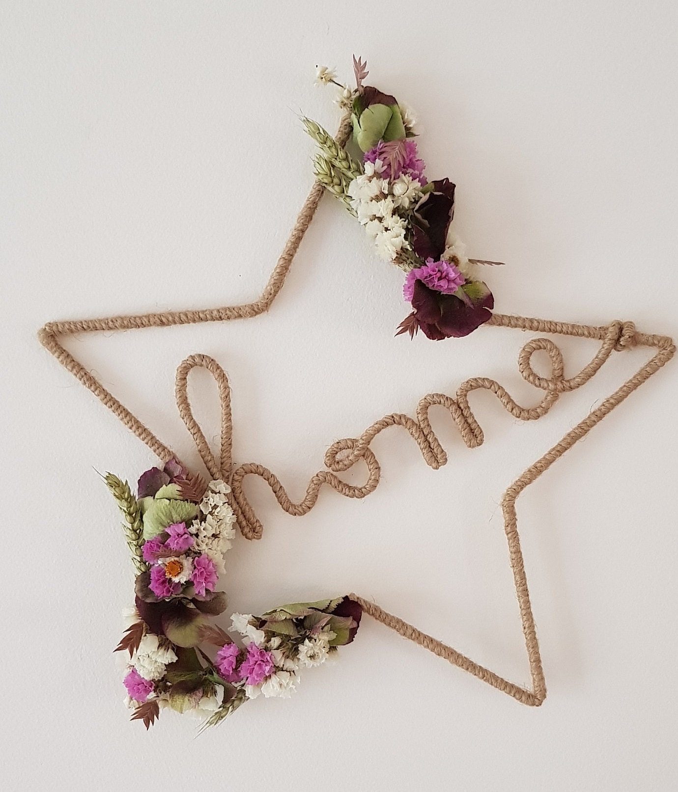 Couronne Murale Étoile en Fleurs Séchées