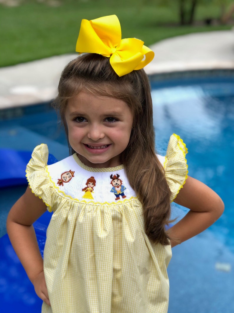 Disney Inspired Beauty And The Beast Girl's Smocked Dress Etsy