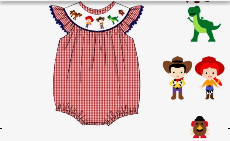 Disney Inspired Toy Story Girl/'s Smocked Bubble Outfit