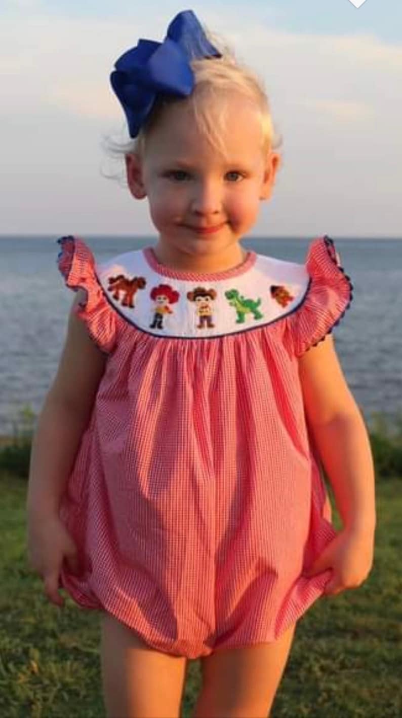 Disney Inspired Toy Story Girl/'s Smocked Bubble Outfit
