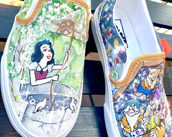 Benutzerdefinierte VANS Disney Prinzessin auf Bestellung Slip-On bemalt Vans Schuhe