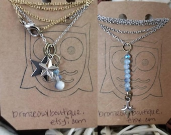 Star charm necklaces/ Mixed metal/Layering necklace