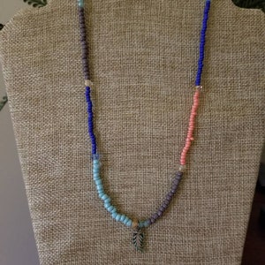 Beaded layering necklace Bright colors Stretch necklace Stacking necklace