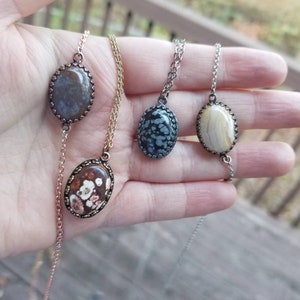 Gemstone pendant necklaces Layering necklaces Mixed metal Vintage