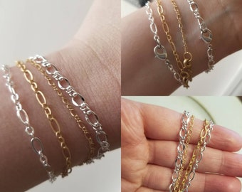 Gold and silver link bracelets Layering bracelets Lightweight