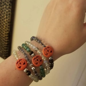 Pumpkin bead Stretch bracelets Stacking bracelets Fall bracelets