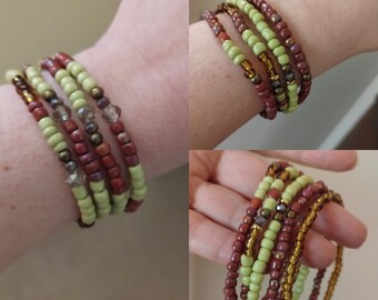 Glass bead stacking bracelets Skinny stackers Apple Cider bracelets