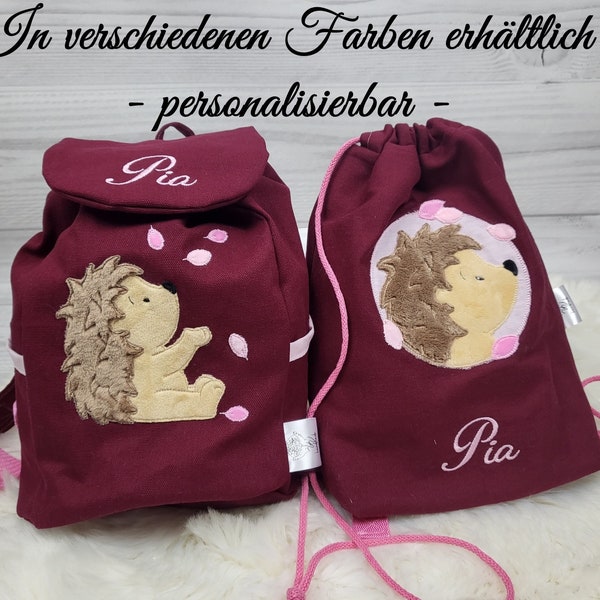 Kindergartenrucksack mit Namen - Igel - personalisiert